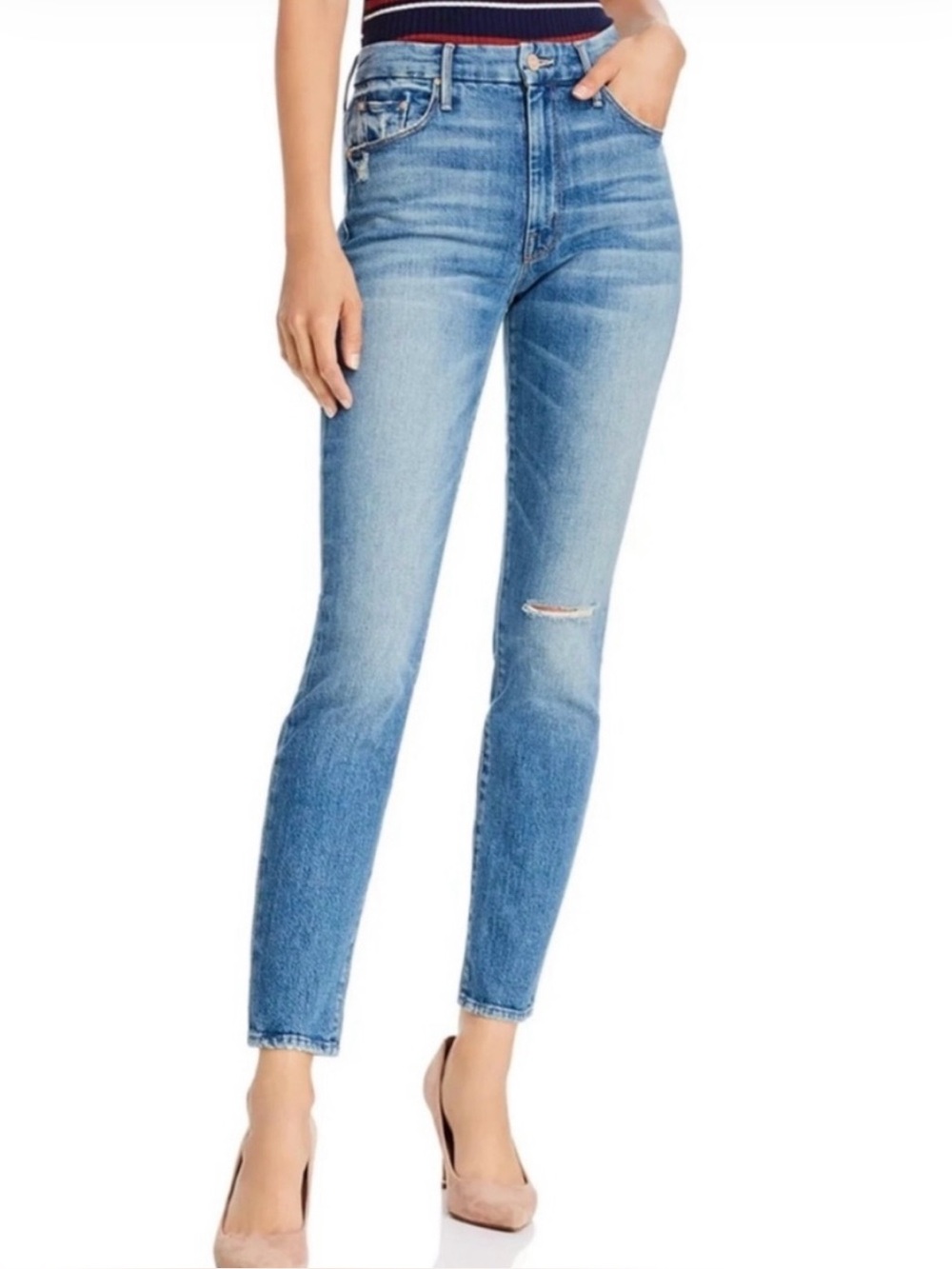MOTHER The Looker Ankle Jeans Size 26 Popism Wash High Rise Skinny Denim